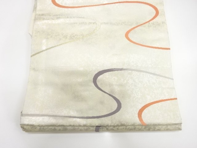  線描き模様織り出し　名古屋帯